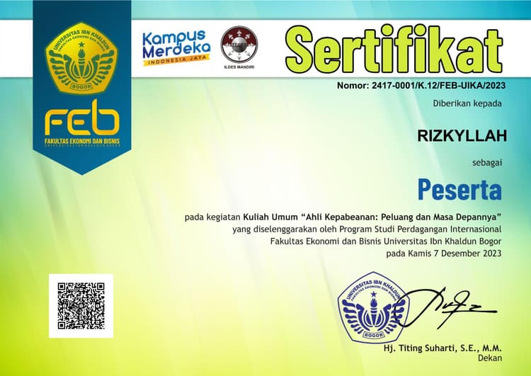 Kepabeanan certificate preview