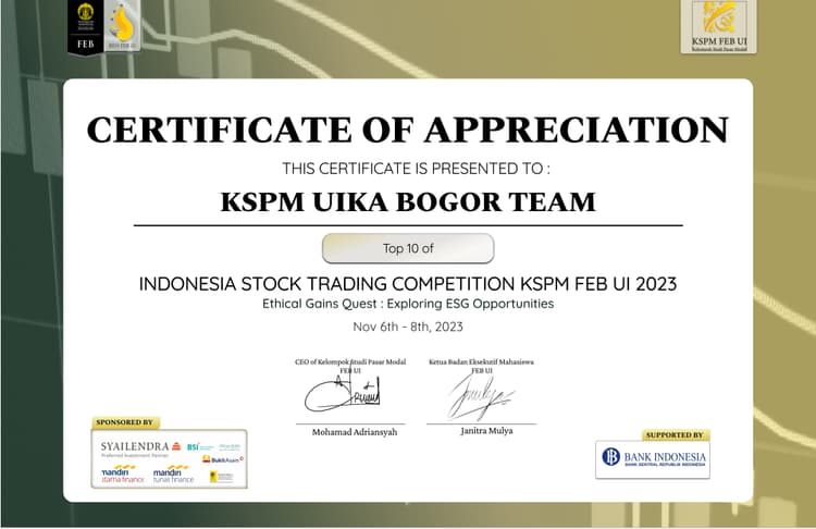KSPM UIKA Bogor certificate preview