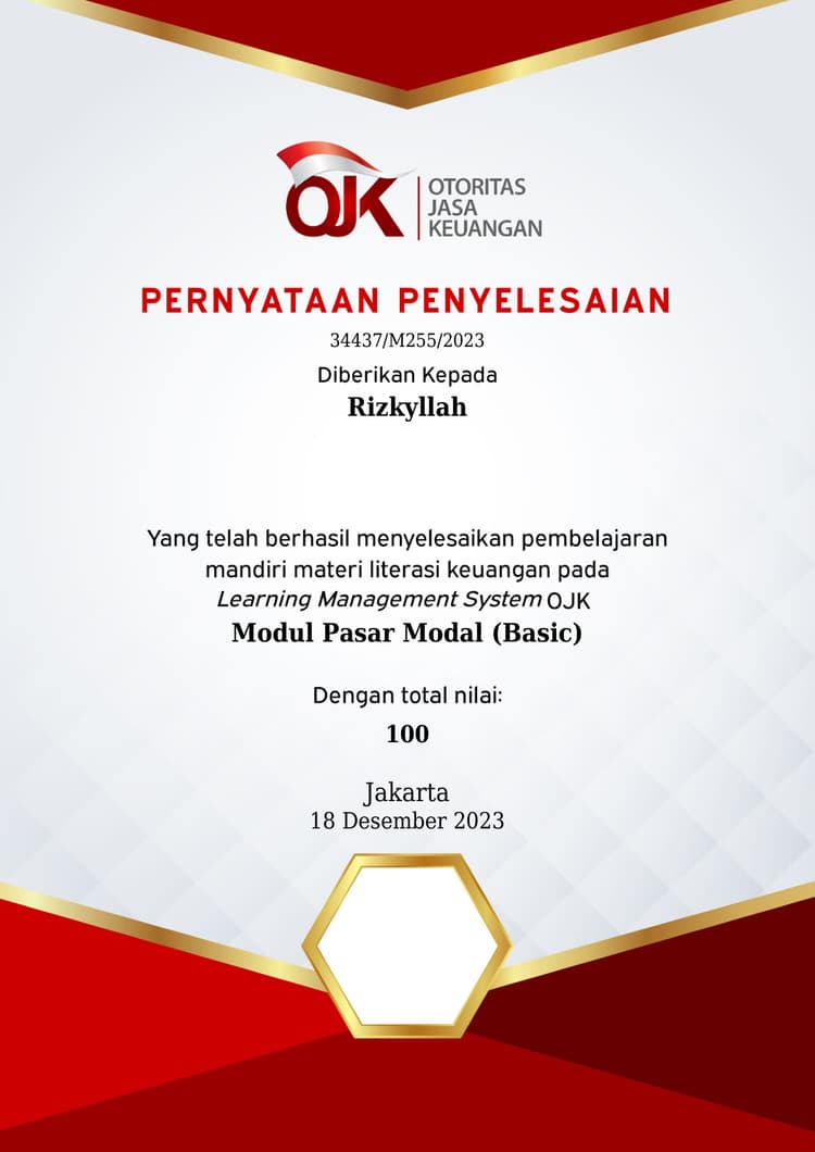 OJK LMS certificate preview