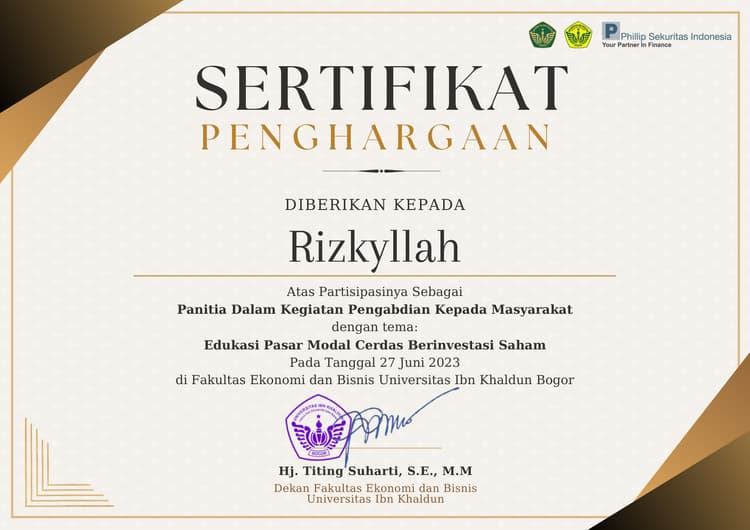 Sertifikat PMK certificate preview