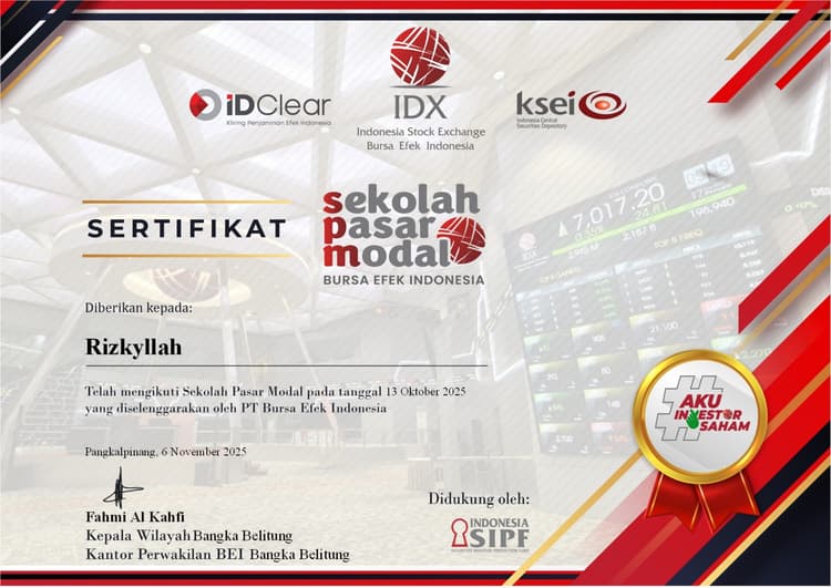 Sekolah Pasar Modal certificate preview