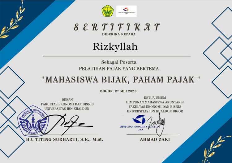 Tax Workshop certificate preview